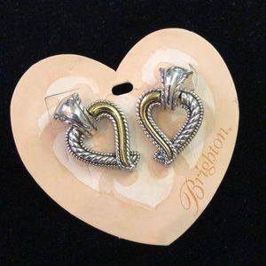 Brighton Callie Classic two-tone elegant stud heart earrings